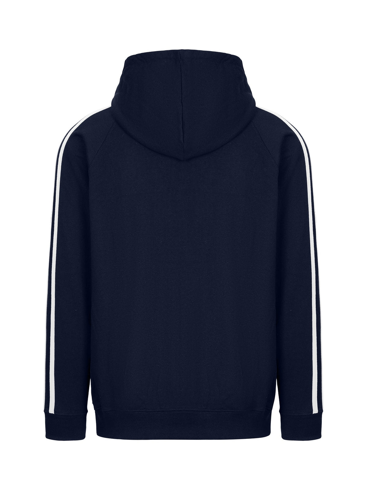 Mens Unbrushed Stripe  Sleeve Hoodie - Navy/White - Back
