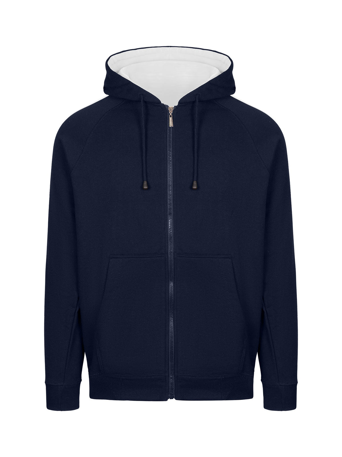 Mens Unbrushed Stripe  Sleeve Hoodie - Navy/White - Front