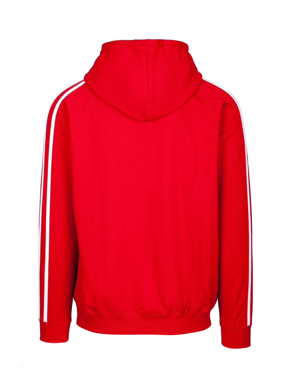 Mens Unbrushed Stripe  Sleeve Hoodie - Red/White - Back