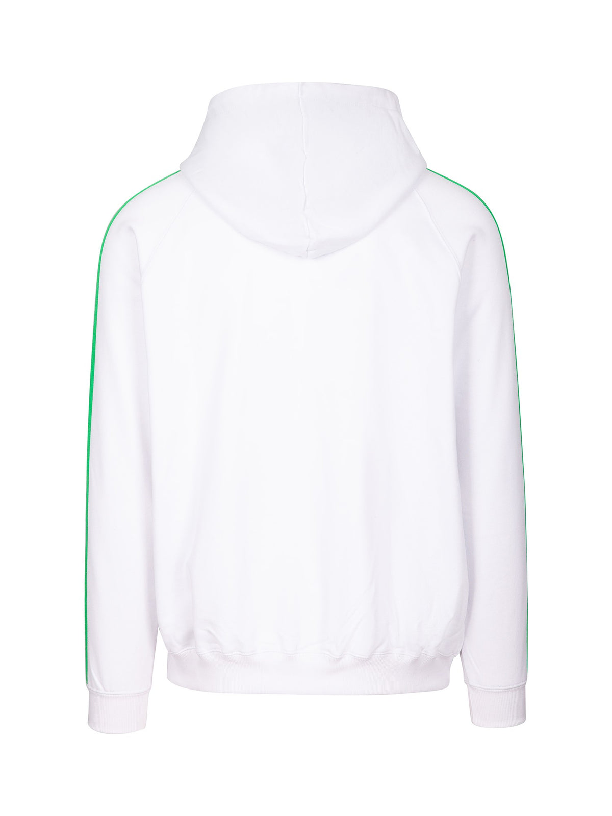 Mens Unbrushed Stripe  Sleeve Hoodie - White/Emerald Green - Back
