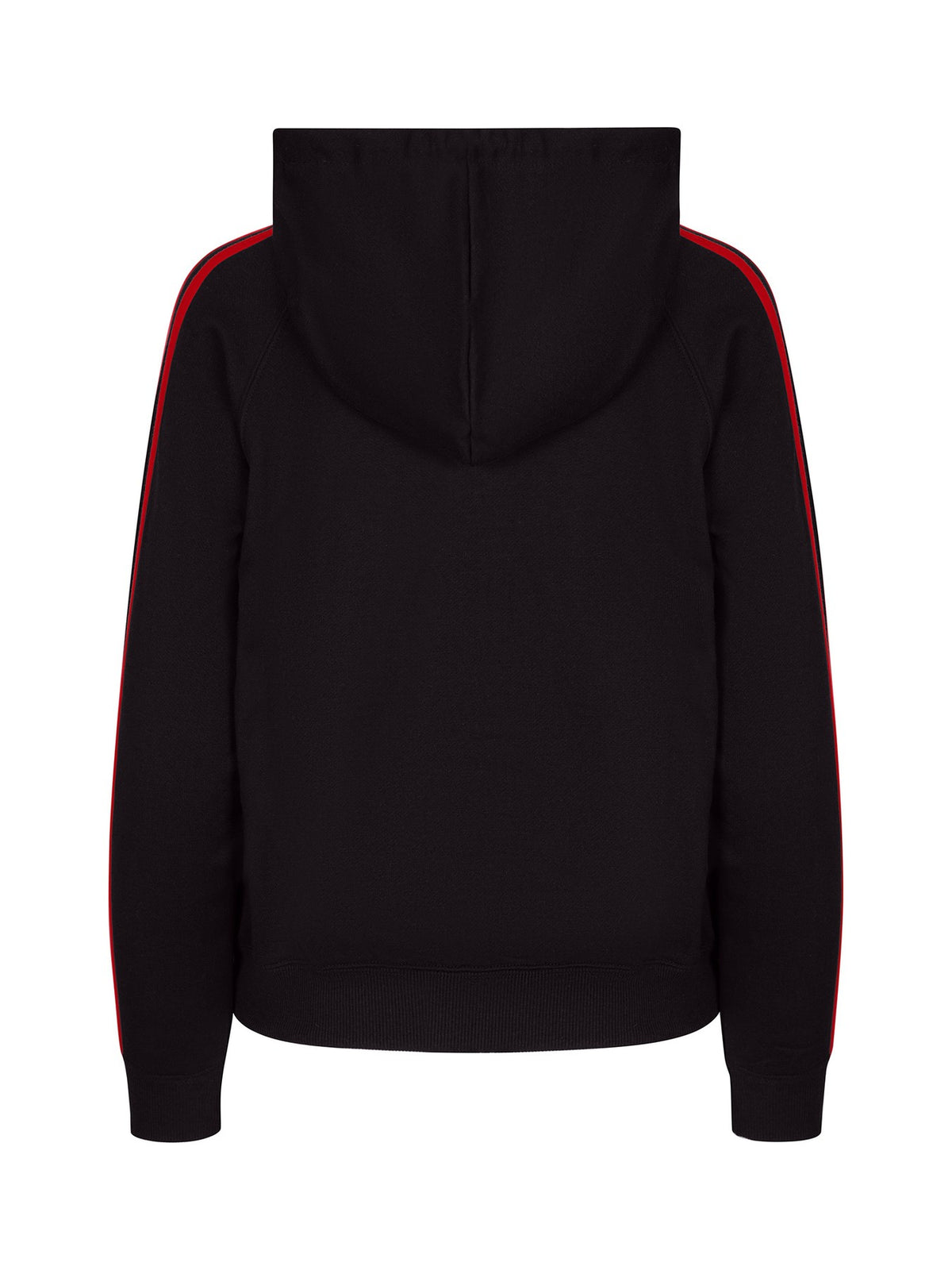 Womens/Junior stripe sleeves Hoodies - Black/Red - Back