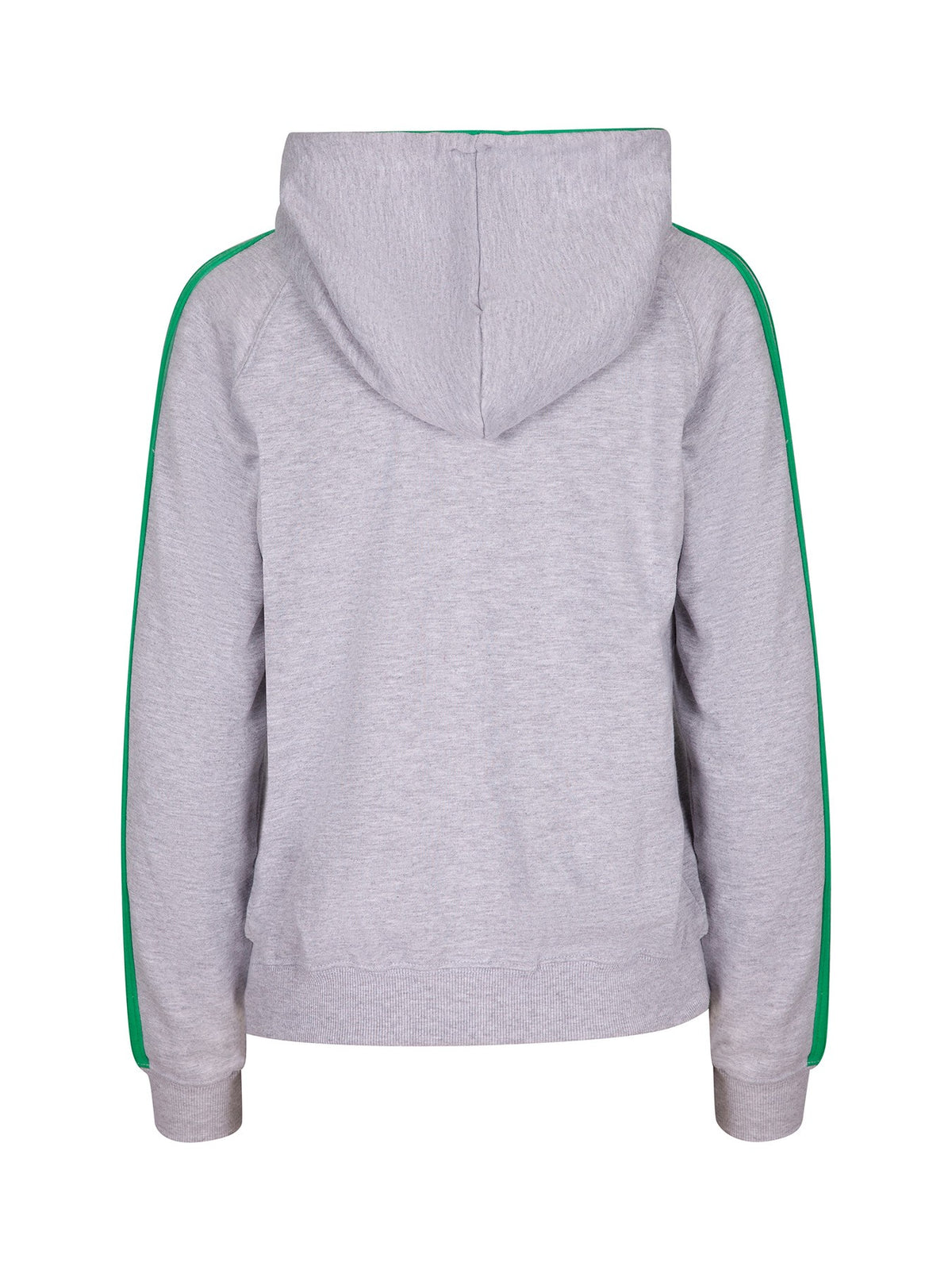 Womens/Junior stripe sleeves Hoodies - Grey Marl/Kelly Green - Back