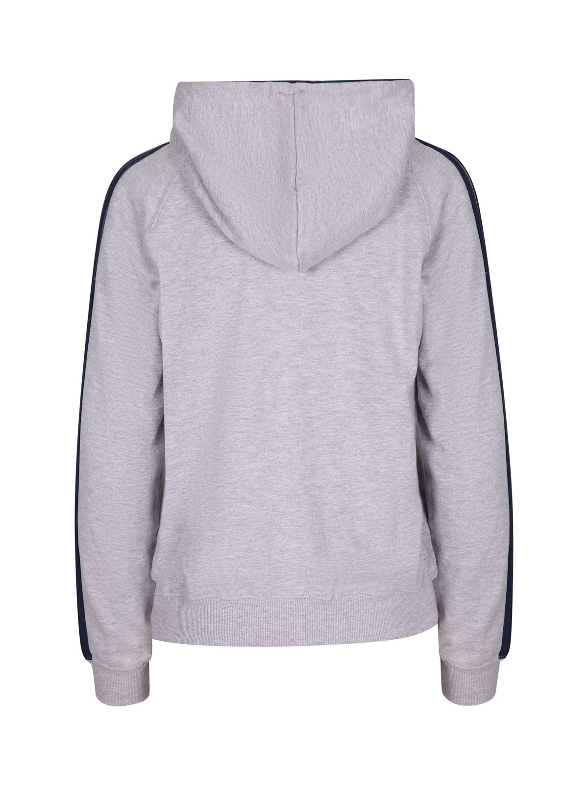 Womens/Junior stripe sleeves Hoodies - Grey Marl/Navy - Back