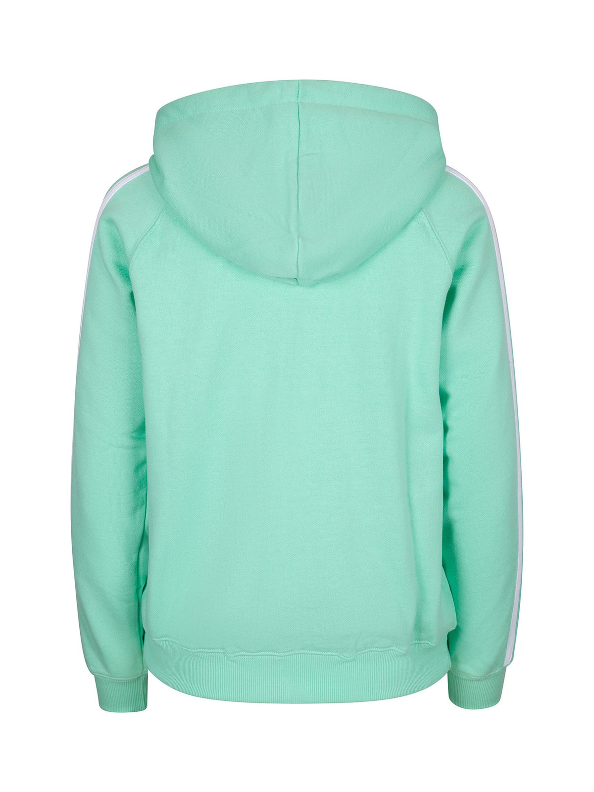 Womens/Junior stripe sleeves Hoodies - Fresh Mint/White - Back