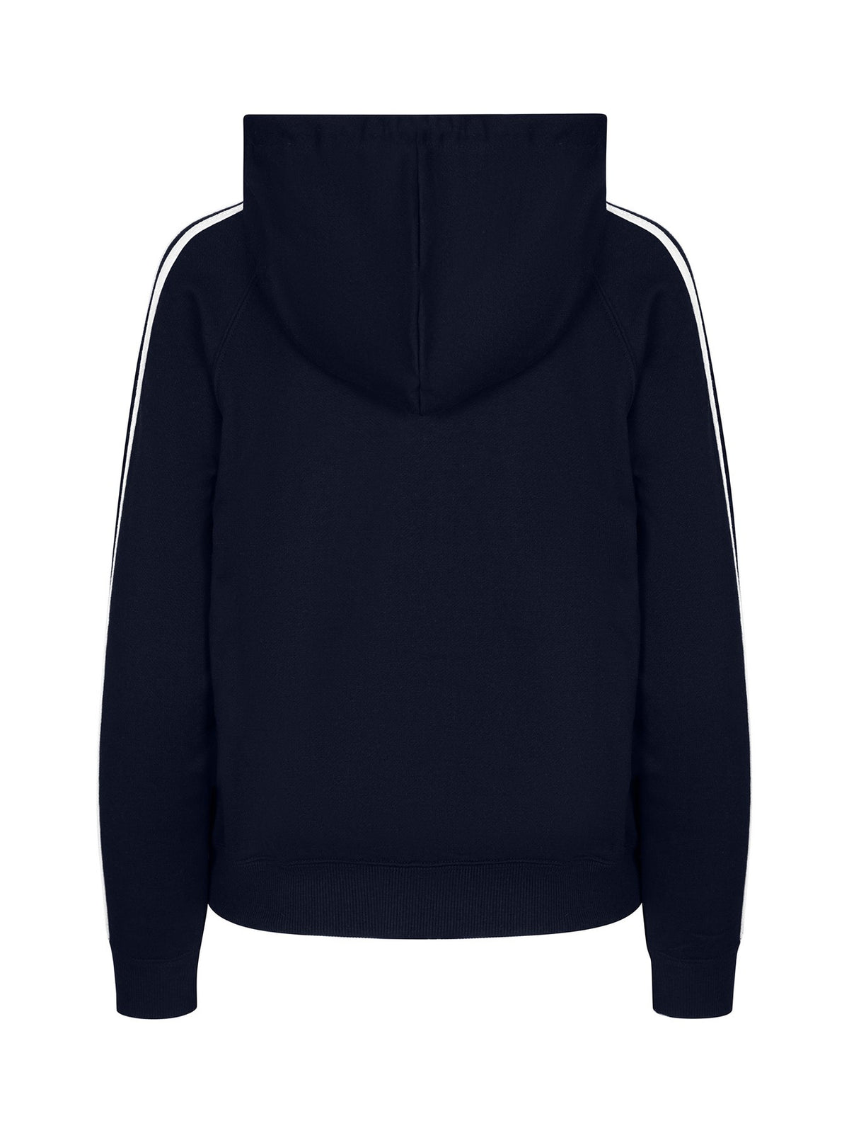 Womens/Junior stripe sleeves Hoodies - Navy/White - Back
