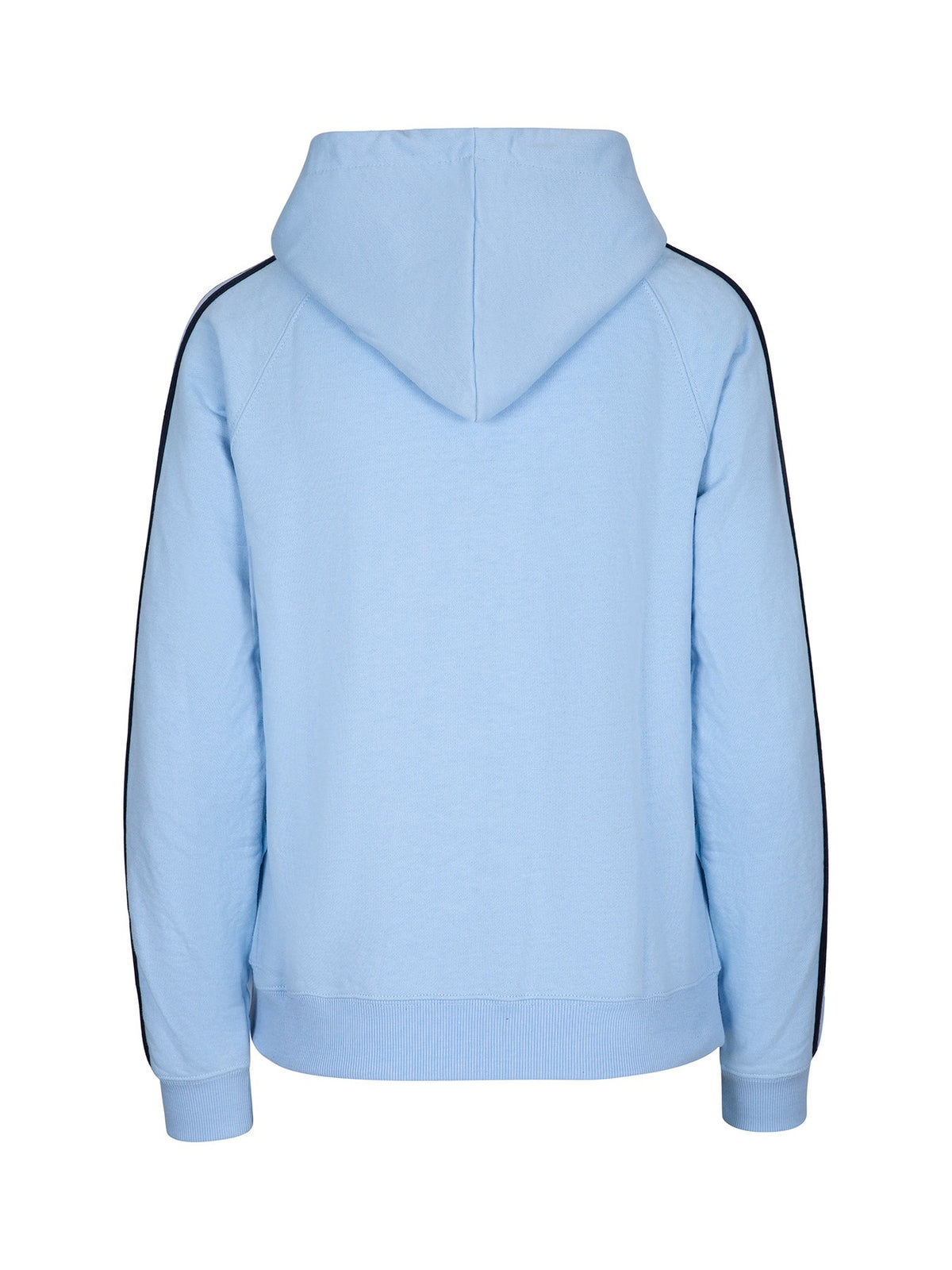 Womens/Junior stripe sleeves Hoodies - Sky Blue/Navy - Back