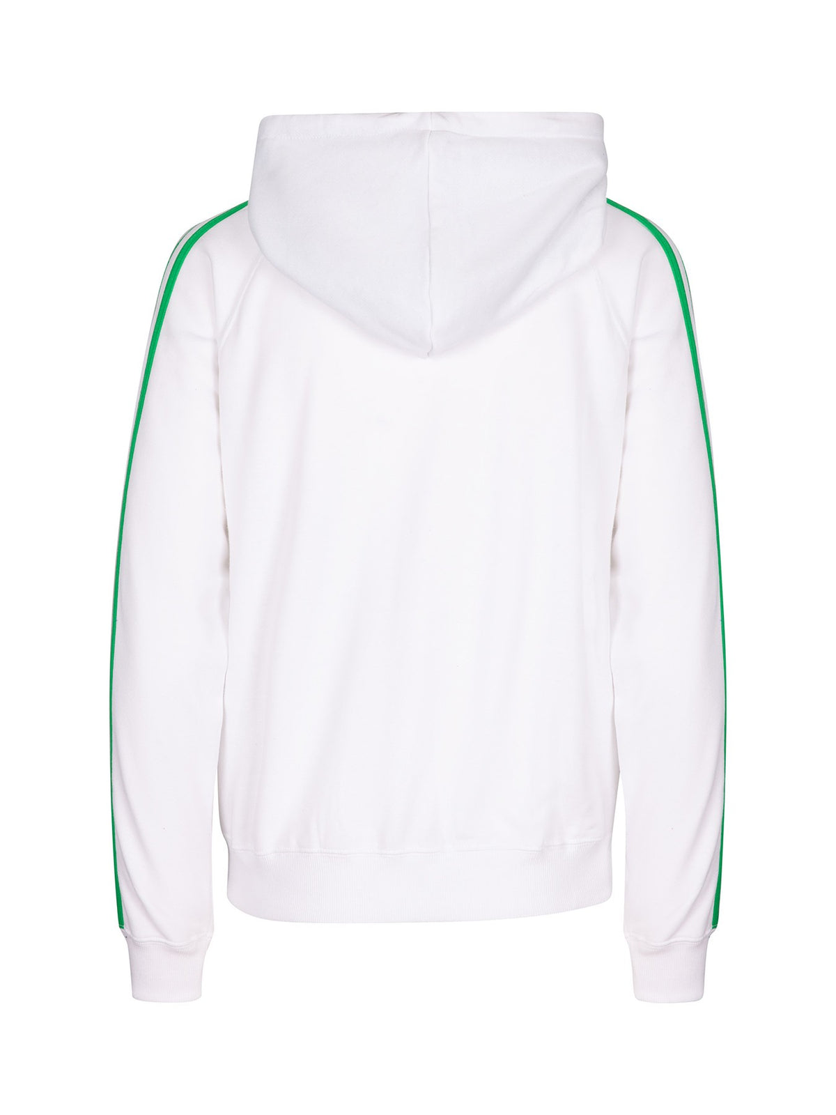 Womens/Junior stripe sleeves Hoodies - White/Emerald Green - Back