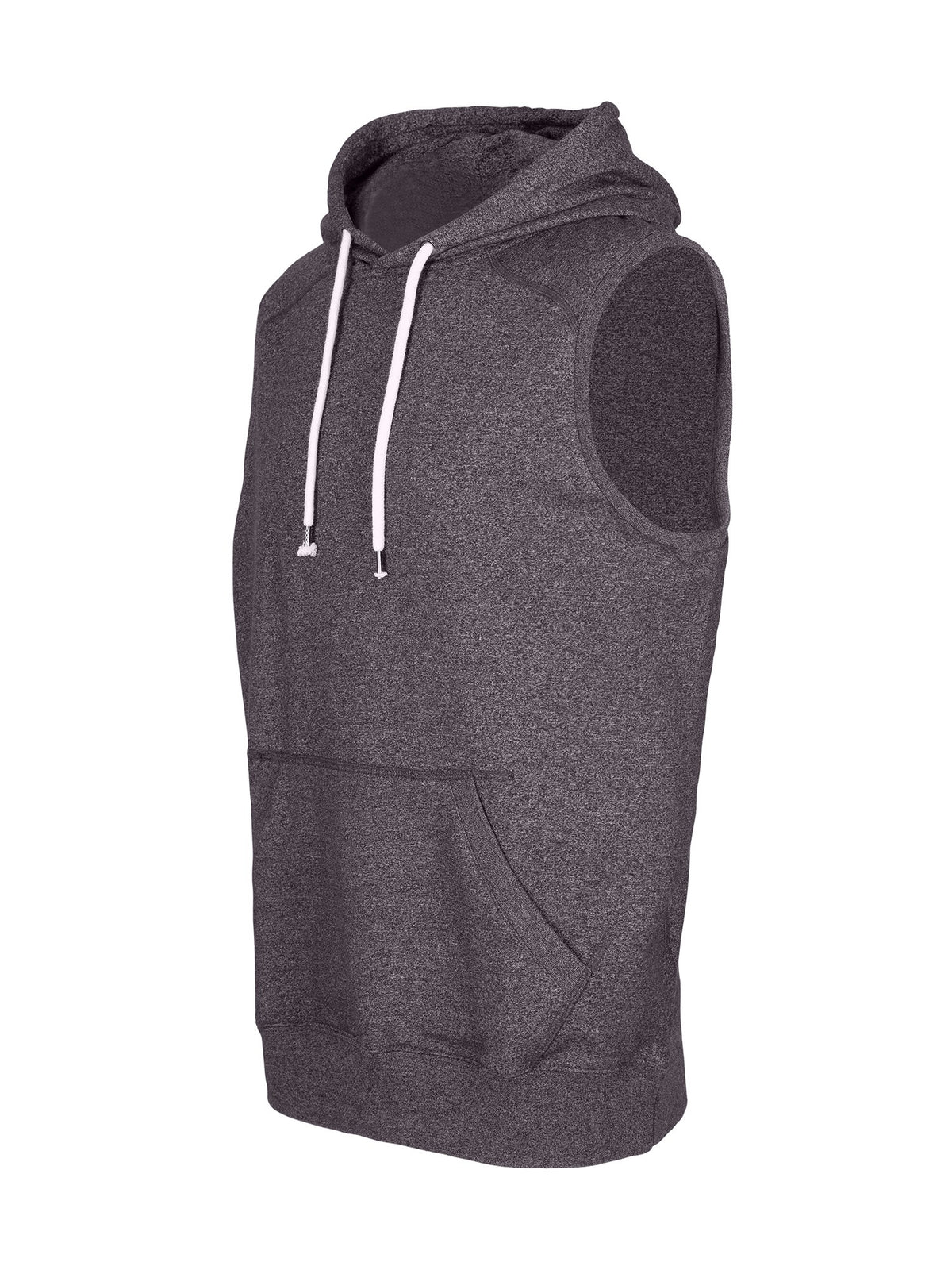 Men's Heather SLEEVELESS Hoodies - Greatness Range - Dark Heather - Side