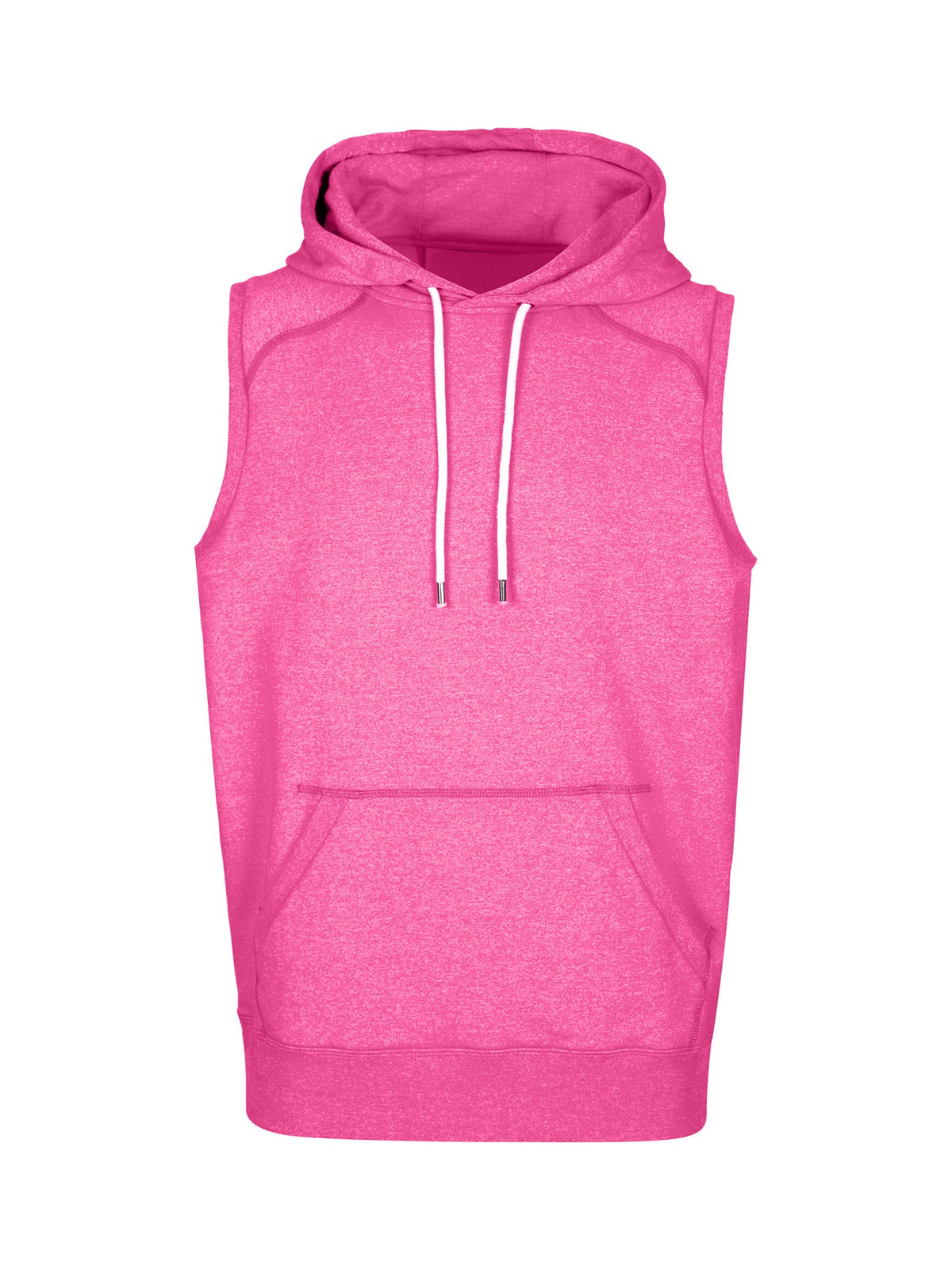 Men's Heather SLEEVELESS Hoodies - Greatness Range - Hot Pink Heather - Front
