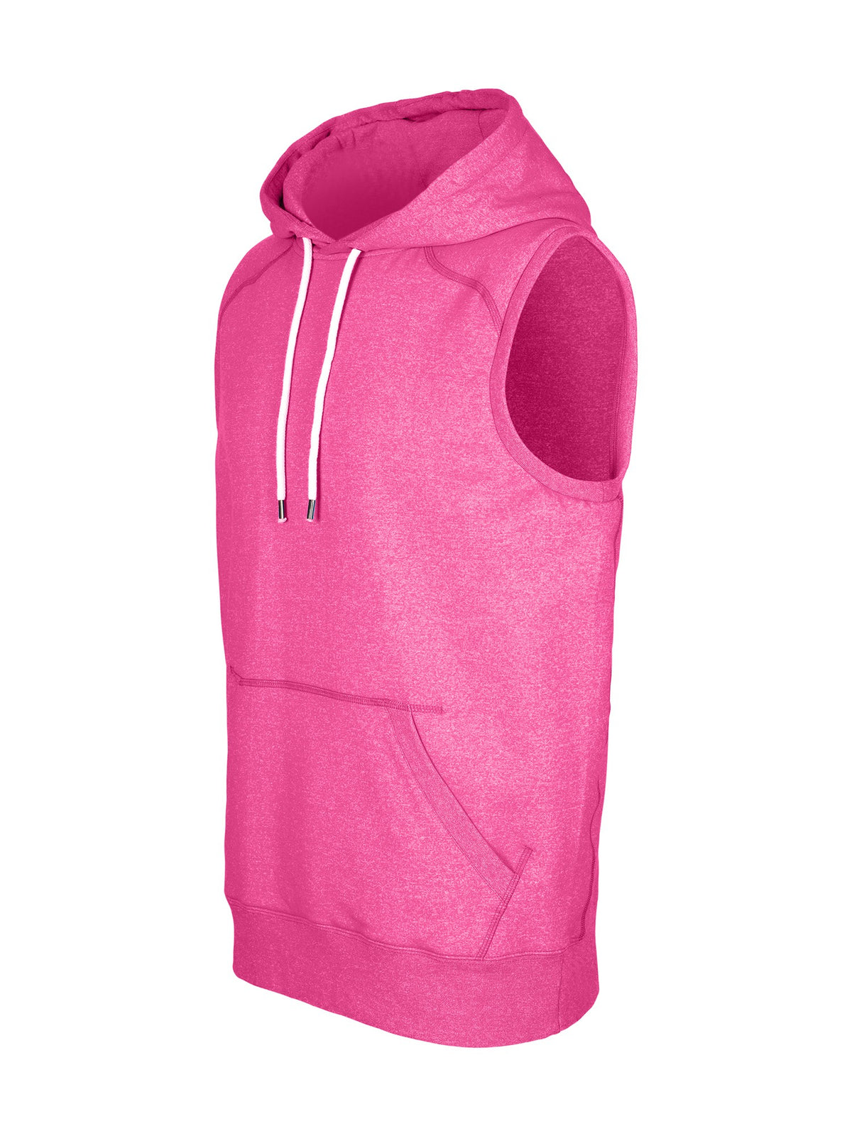 Men's Heather SLEEVELESS Hoodies - Greatness Range - Hot Pink Heather - Side
