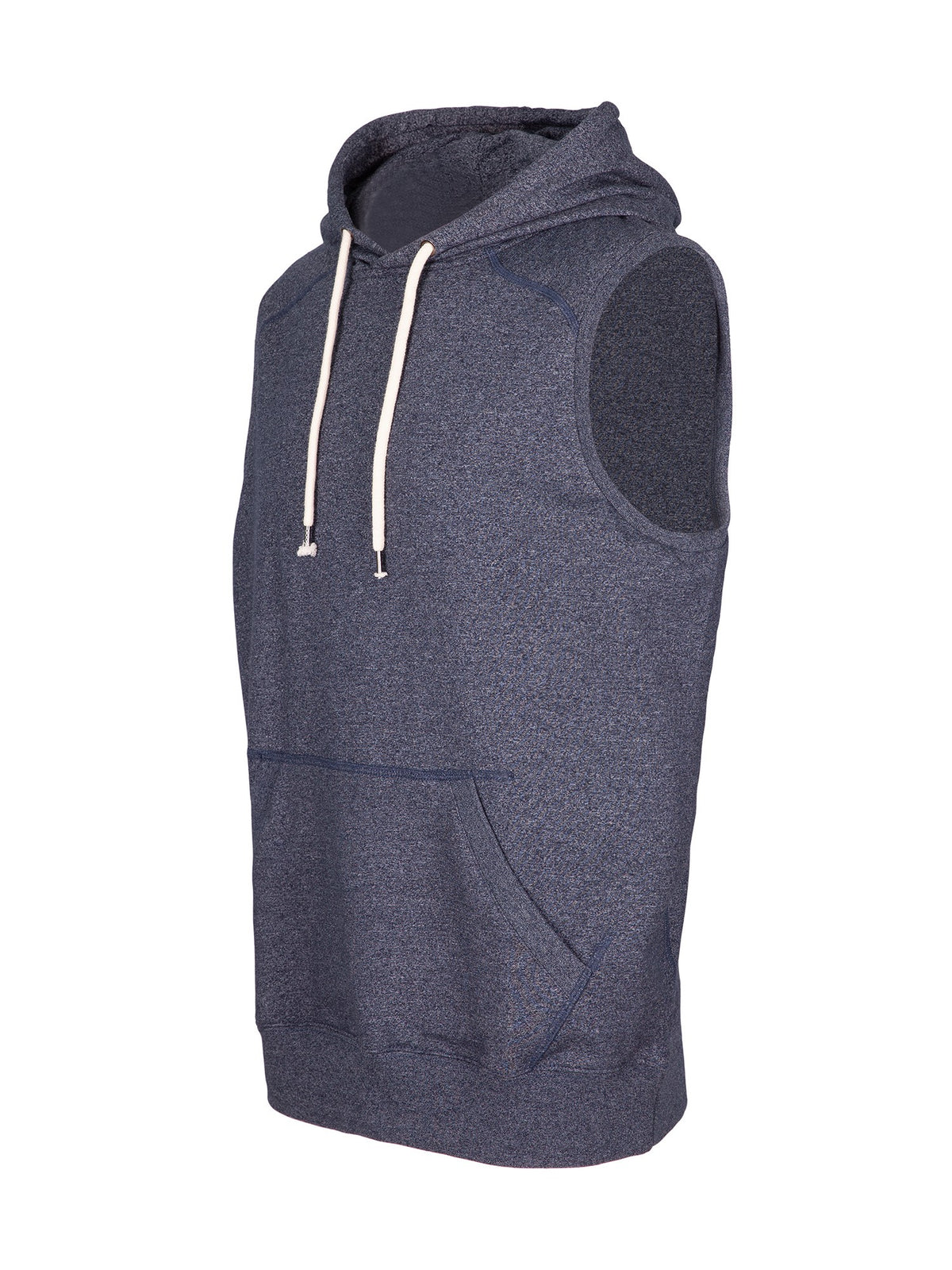 Men's Heather SLEEVELESS Hoodies - Greatness Range - Navy Heather - Side
