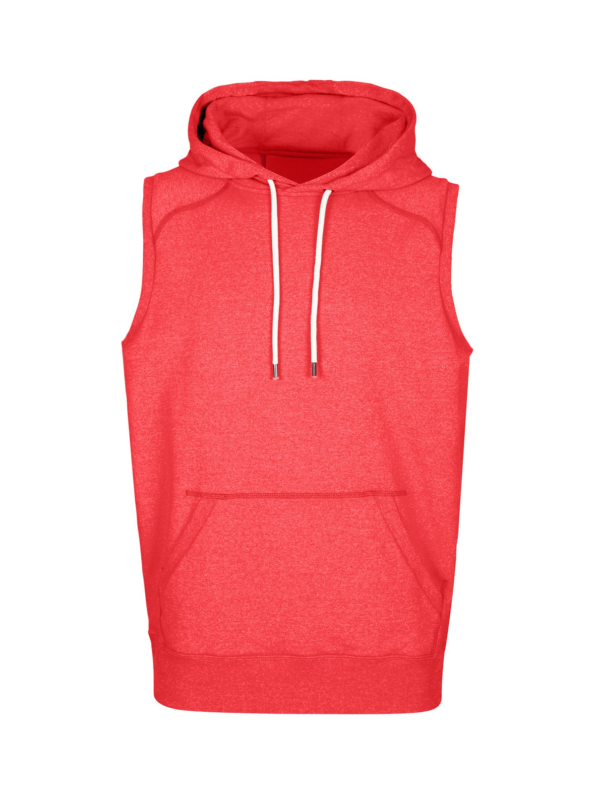 Men's Heather SLEEVELESS Hoodies - Greatness Range - Red Heather - Front