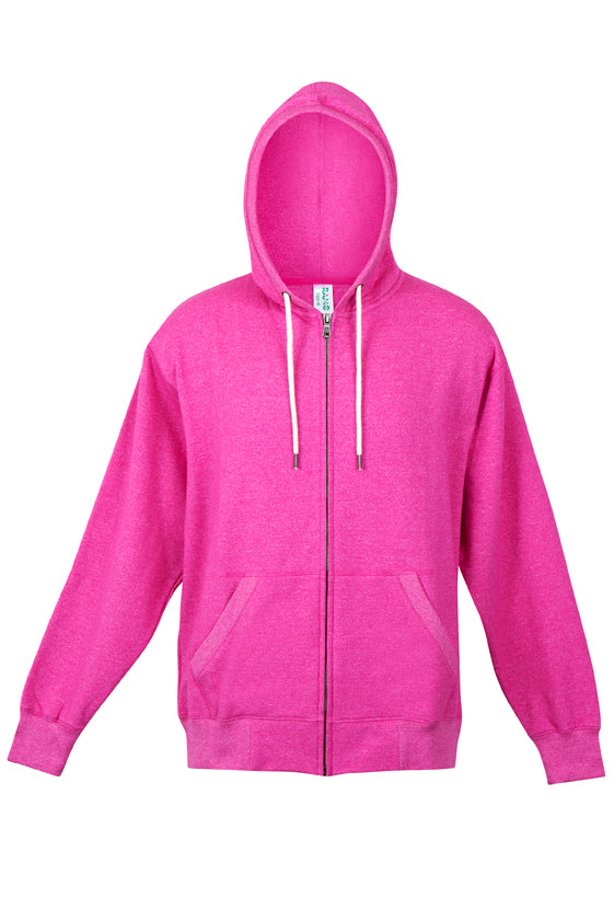 Mens Greatness Heather Zip Hoodie - Hot Pink Heather - Front