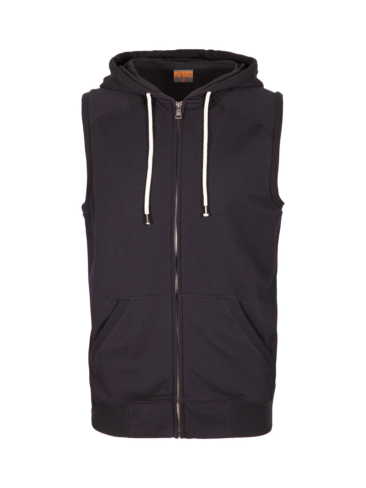 Mens Heather SLEEVELESS ZIP Hoodies - Greatness Range - Black - Front