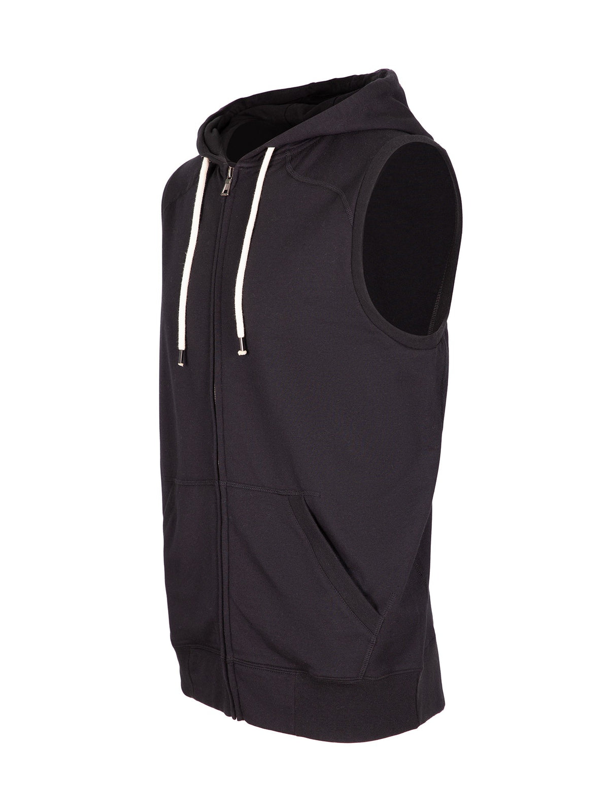 Mens Heather SLEEVELESS ZIP Hoodies - Greatness Range - Black - Side