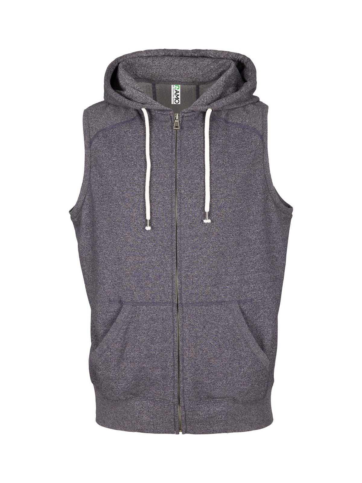 Mens Heather SLEEVELESS ZIP Hoodies - Greatness Range - Dark Heather - Front