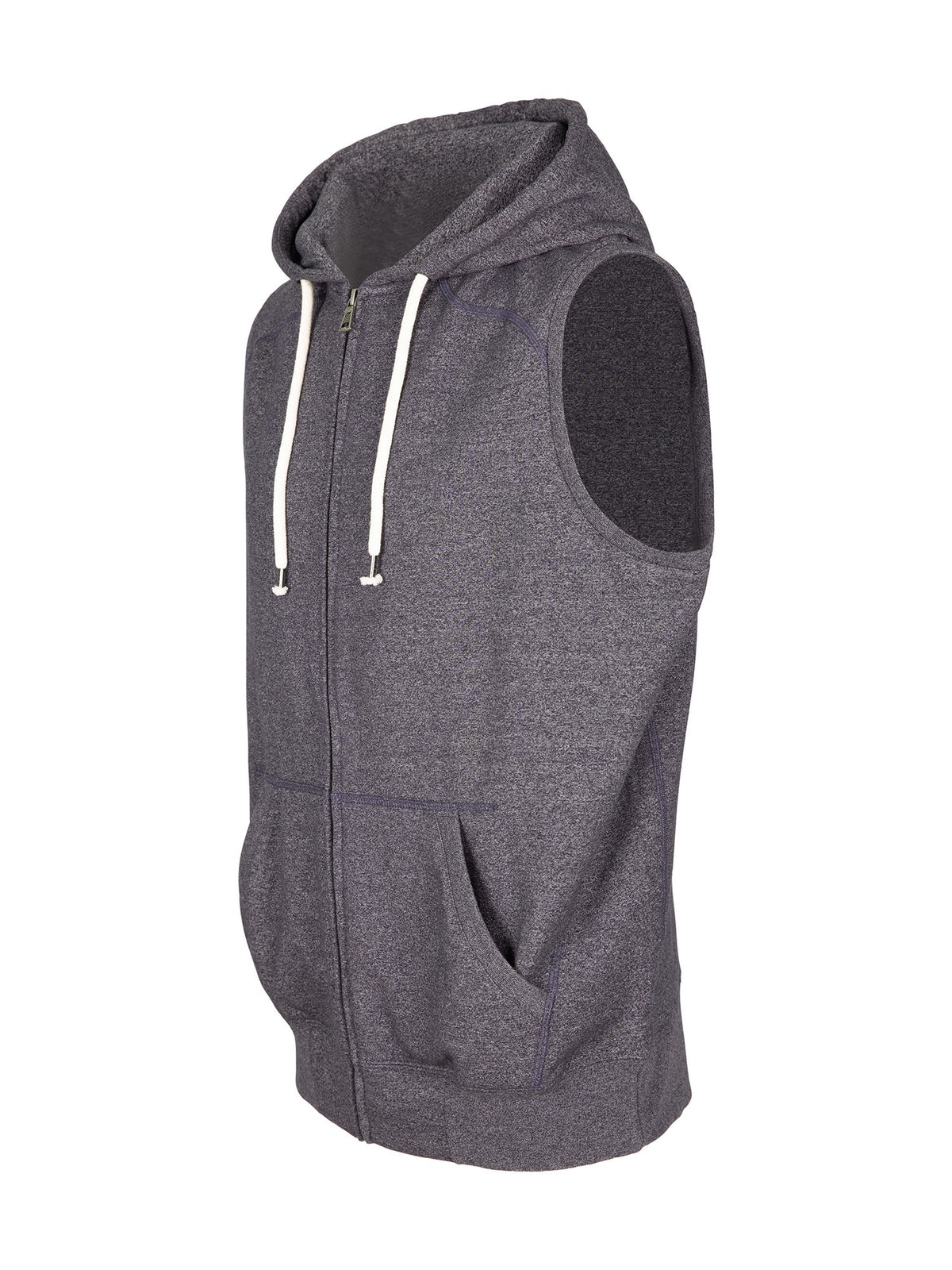Mens Heather SLEEVELESS ZIP Hoodies - Greatness Range - Dark Heather - Side