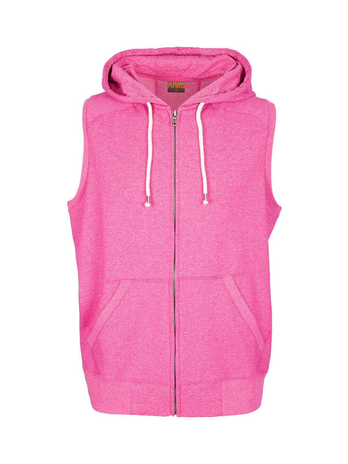 Mens Heather SLEEVELESS ZIP Hoodies - Greatness Range - Hot Pink Heather - Front