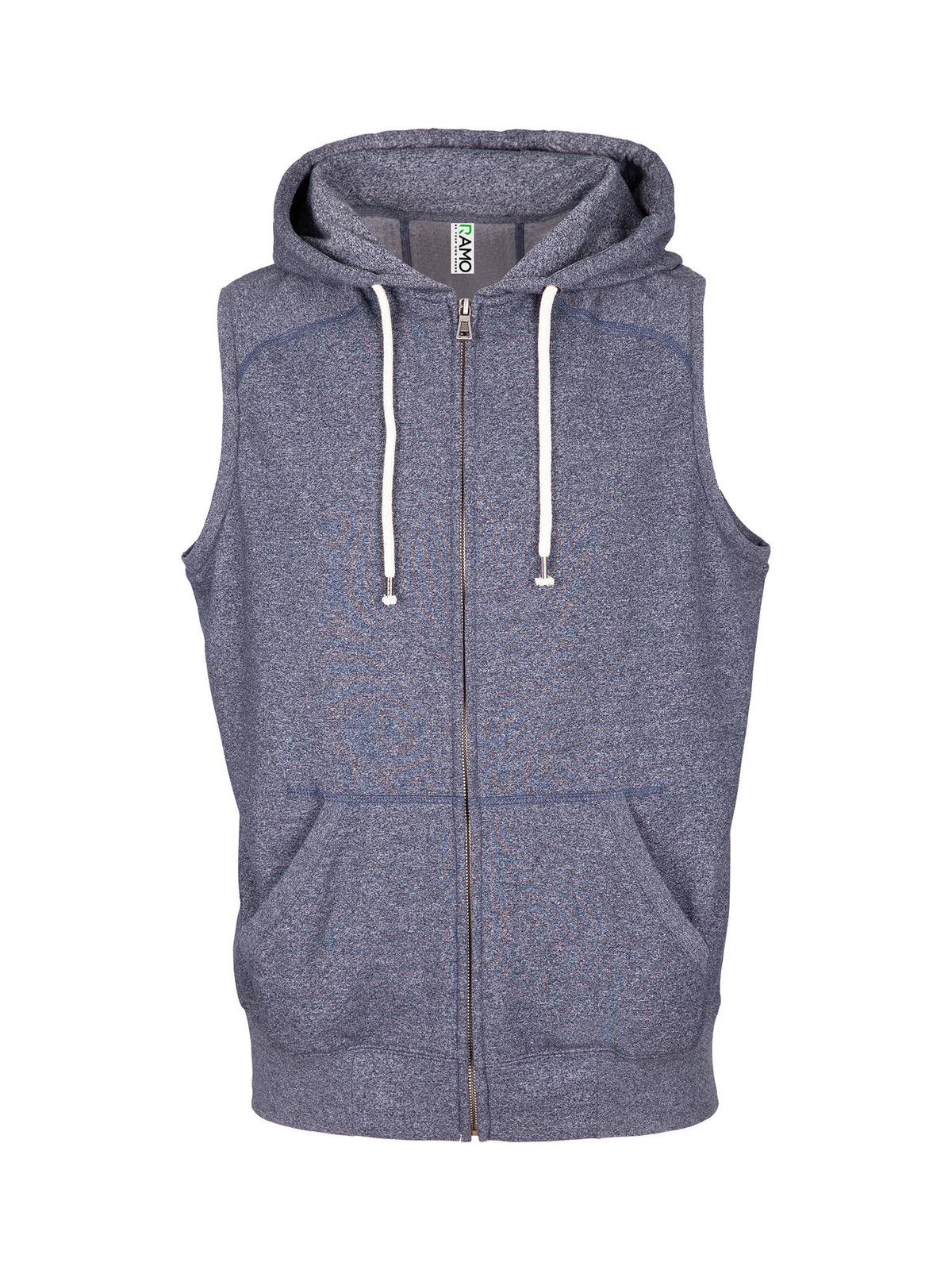 Mens Heather SLEEVELESS ZIP Hoodies - Greatness Range - Navy Heather - Front