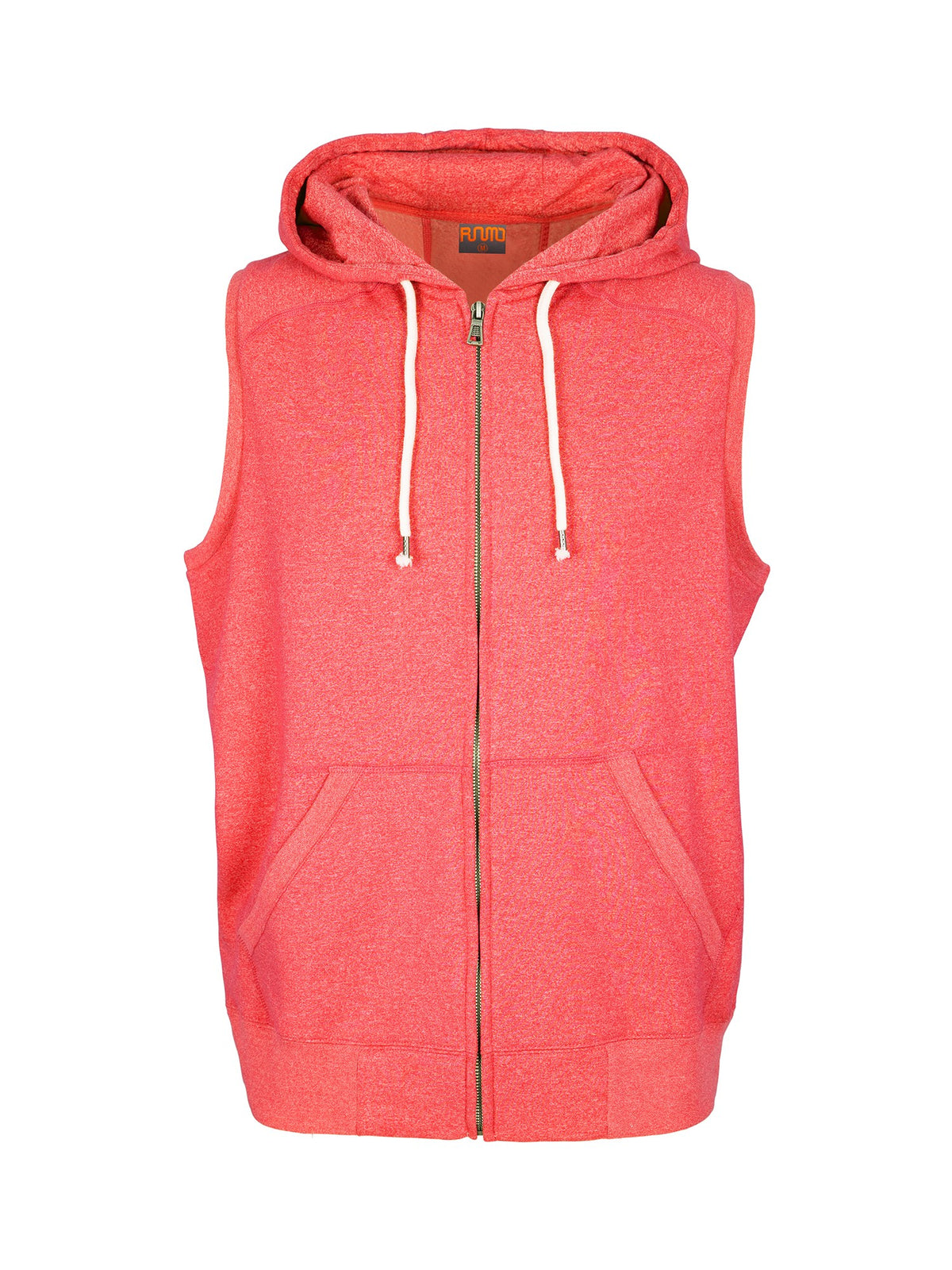 Mens Heather SLEEVELESS ZIP Hoodies - Greatness Range - Red Heather - Front