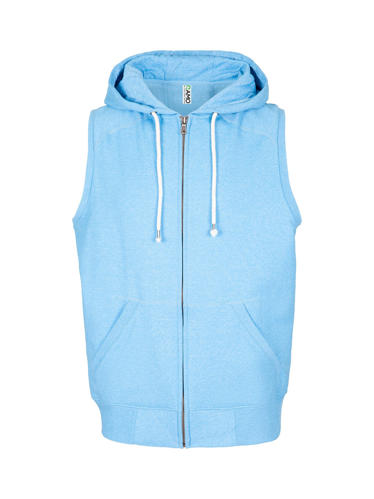 Mens Heather SLEEVELESS ZIP Hoodies - Greatness Range - Sapphire Heather - Front