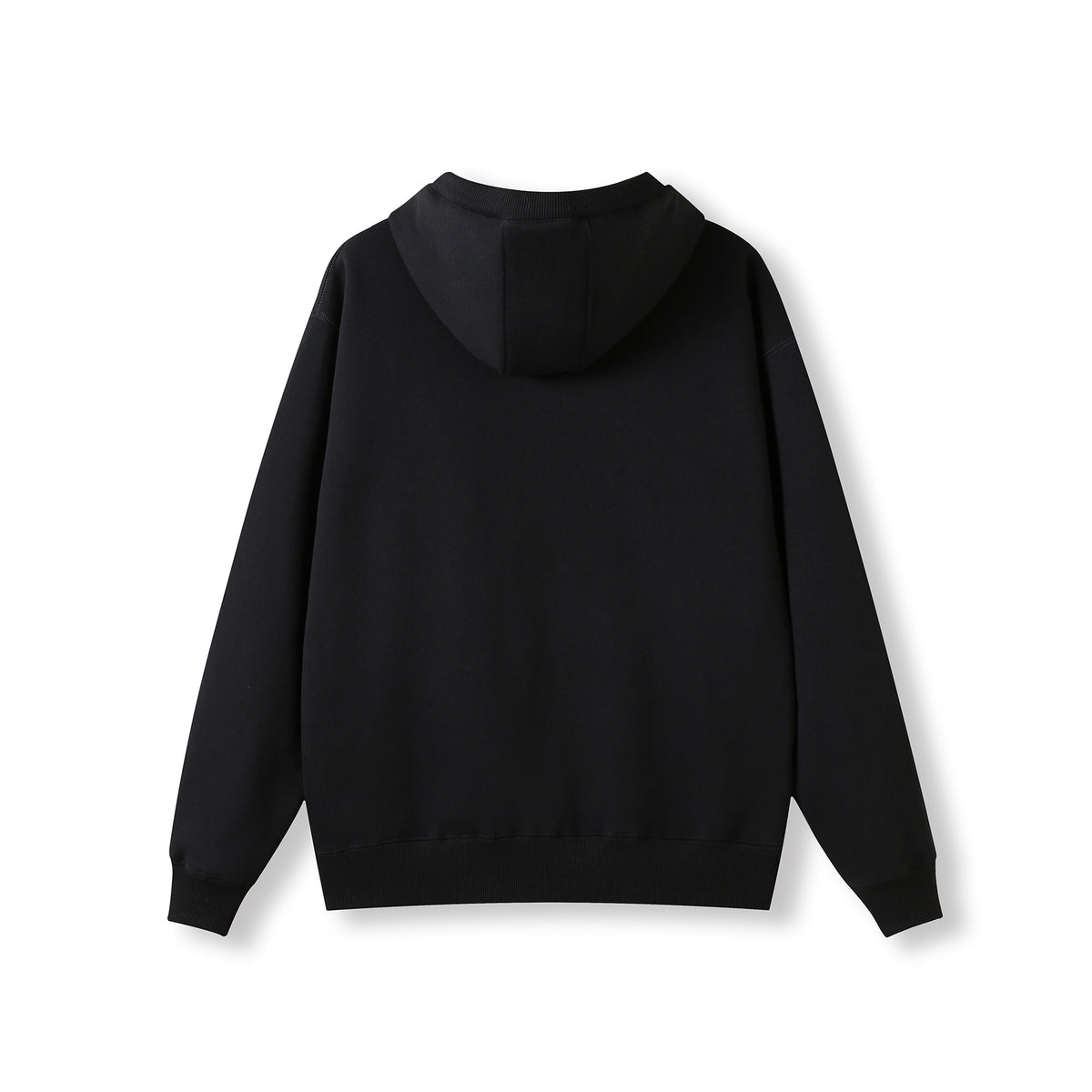 Mens Brushed Heavy  Fleece Hoodie - Black - Back