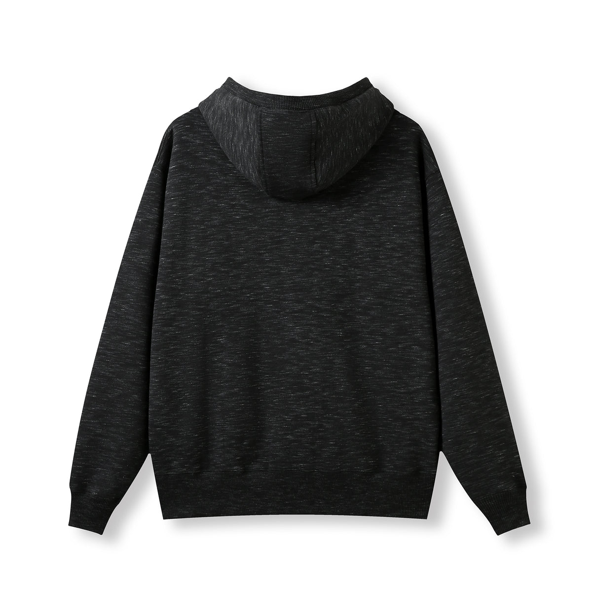 Mens Brushed Heavy  Fleece Hoodie - Black Marl - Back