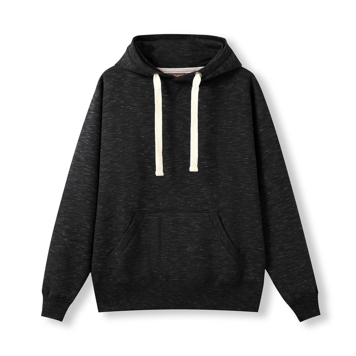 Mens Brushed Heavy  Fleece Hoodie - Black Marl - Front