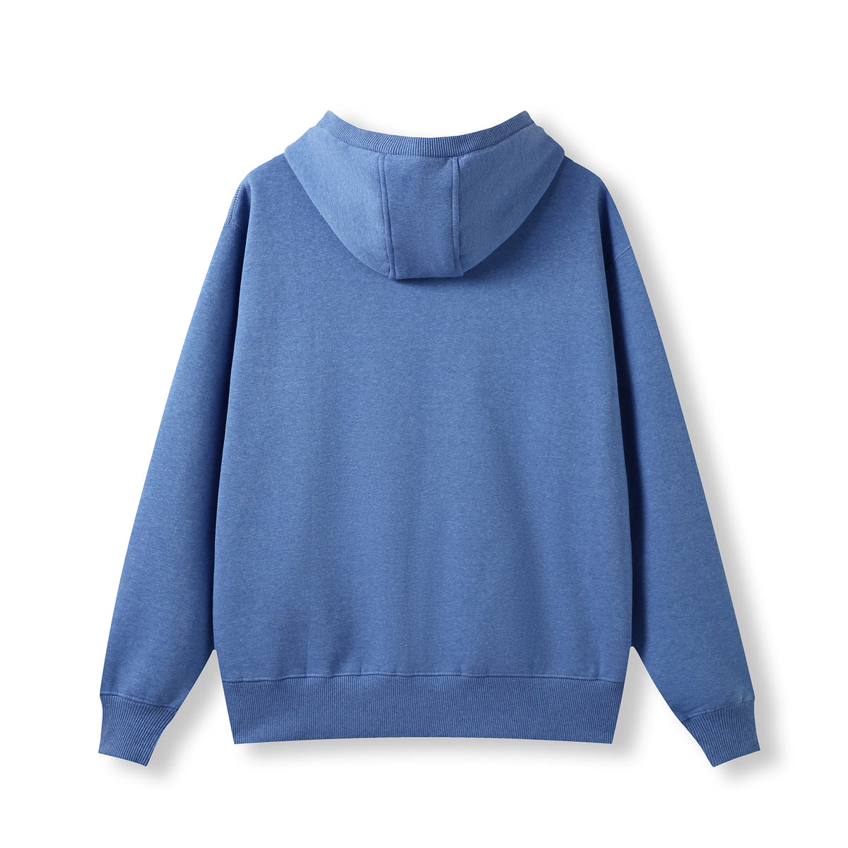 Mens Brushed Heavy  Fleece Hoodie - Blue Marl - Back