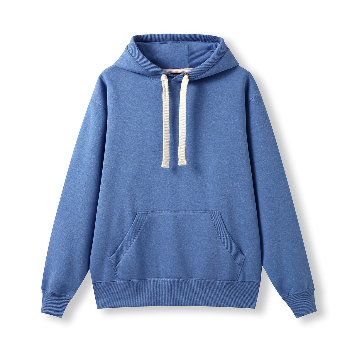 Mens Brushed Heavy  Fleece Hoodie - Blue Marl - Front