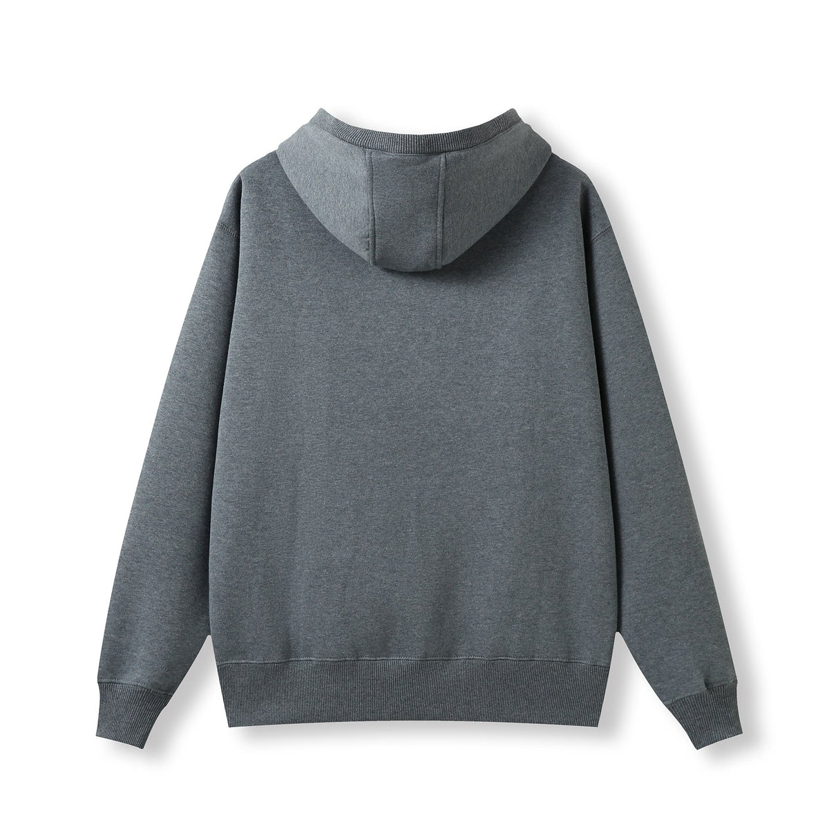 Mens Brushed Heavy  Fleece Hoodie - Charcoal Marl - Back