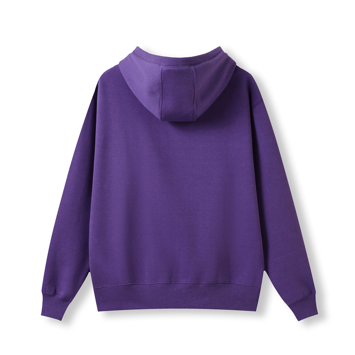 Mens Brushed Heavy  Fleece Hoodie - Grape Marl - Back