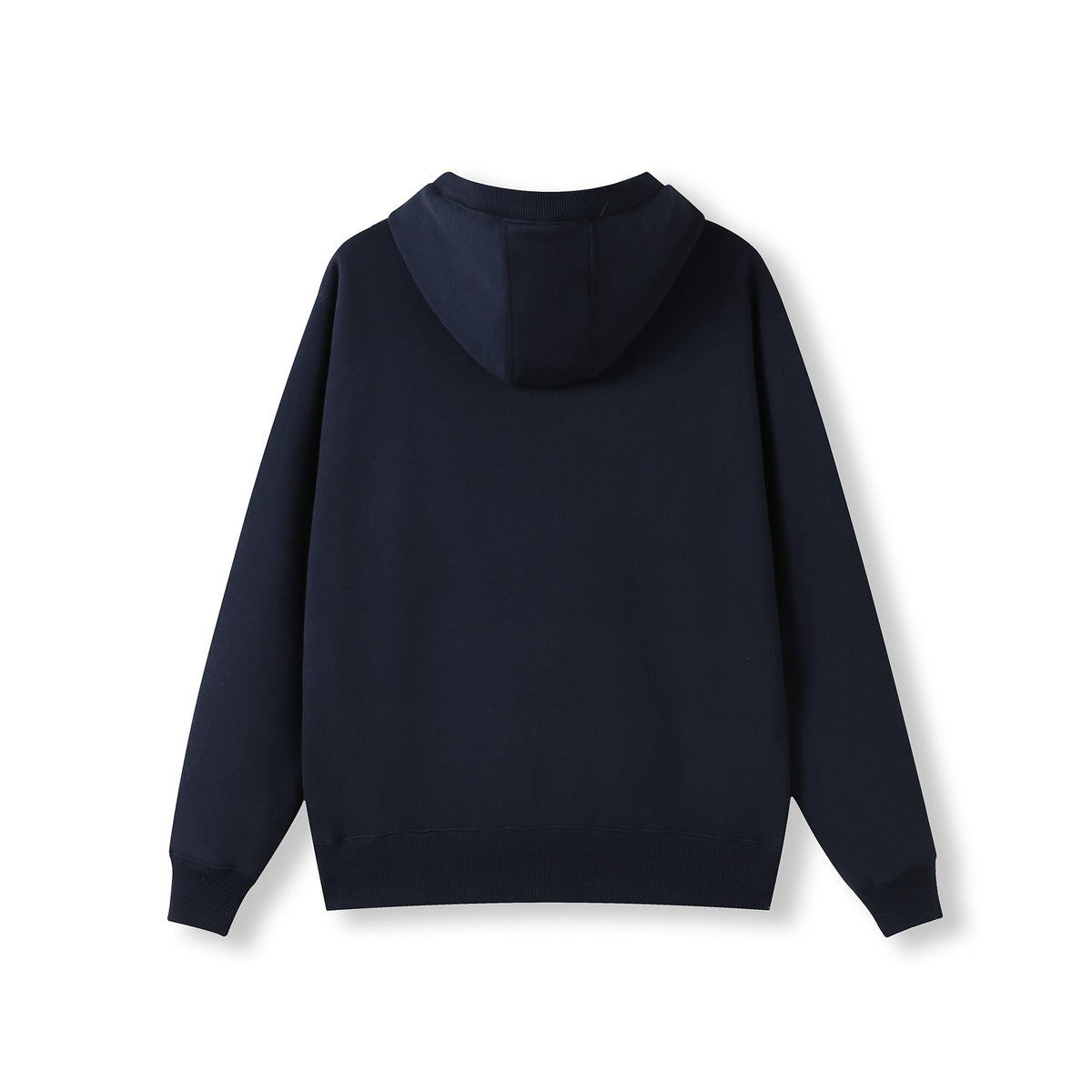 Mens Brushed Heavy Zip Fleece Hoodie - Navy Blue - Back