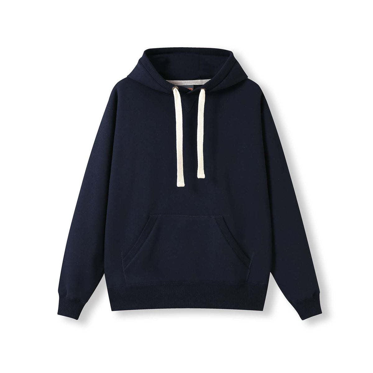 Mens Brushed Heavy  Fleece Hoodie - Navy Blue - Front