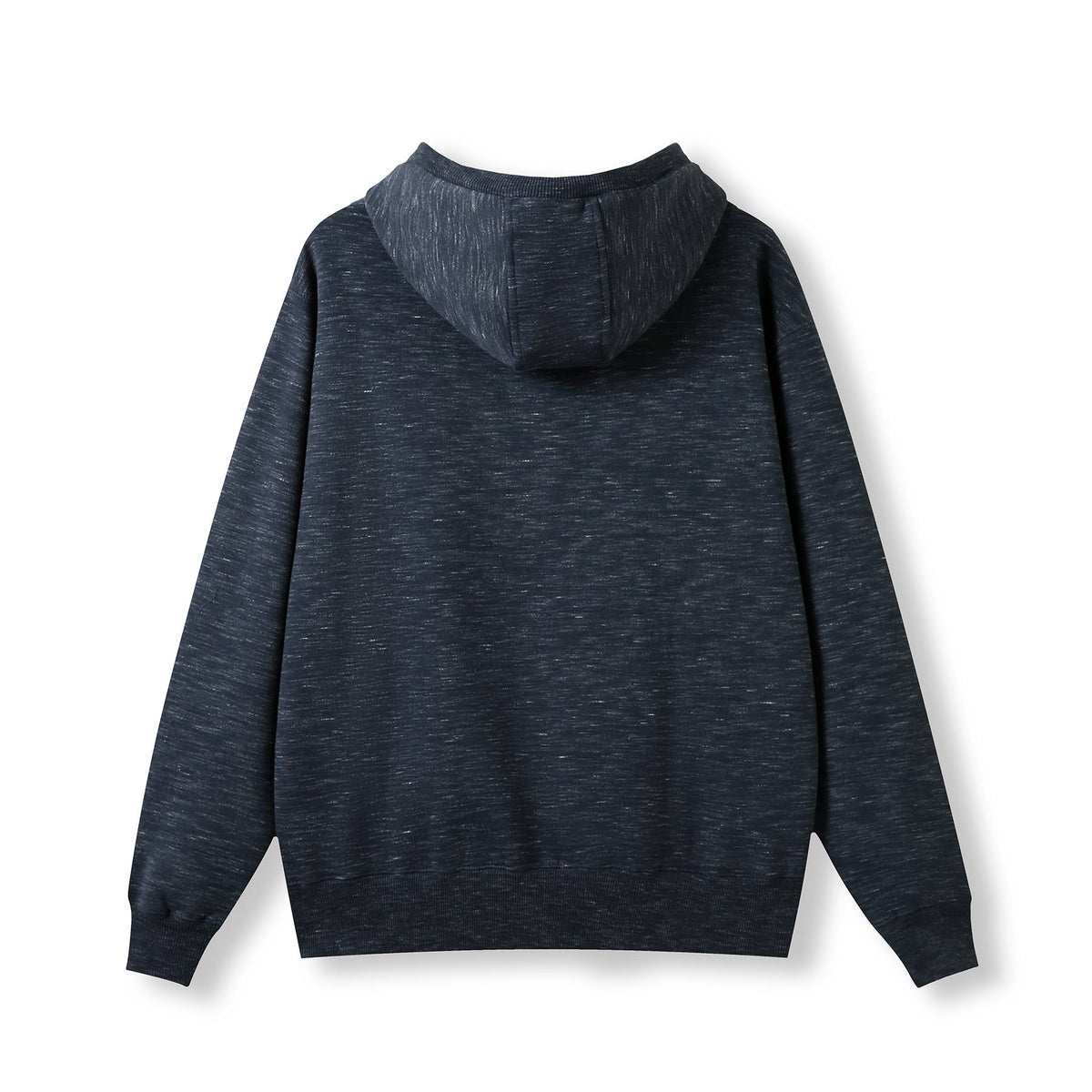 Mens Brushed Heavy  Fleece Hoodie - Navy Marl - Back