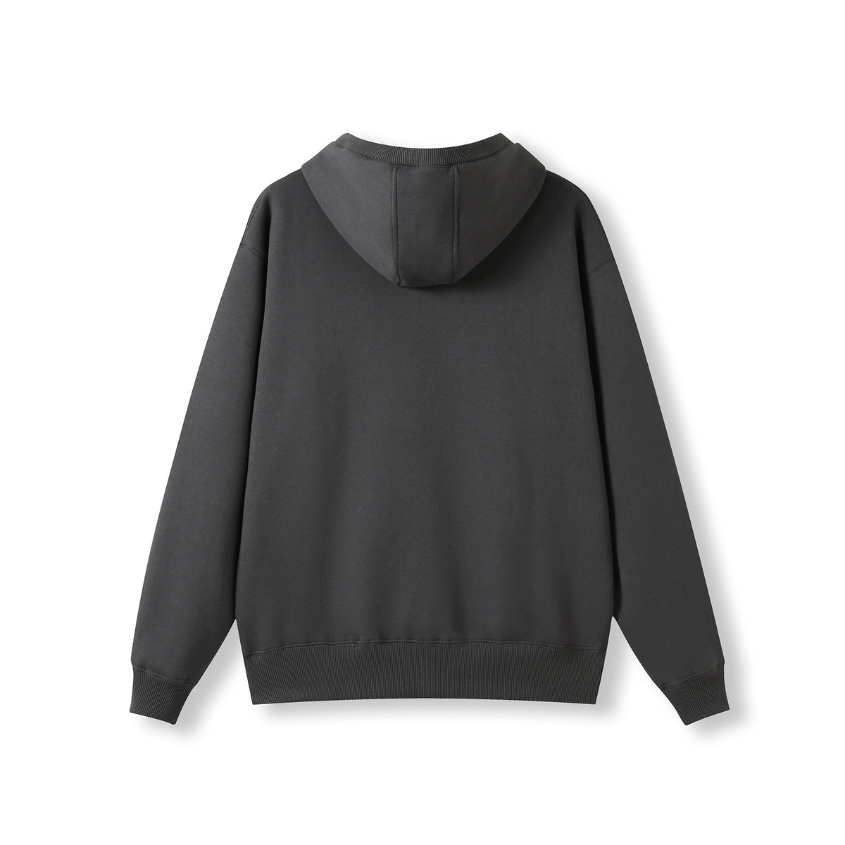 Mens Brushed Heavy Zip Fleece Hoodie - New Charcoal - Back