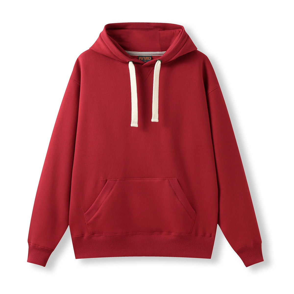 Mens Brushed Heavy  Fleece Hoodie - Red - Front