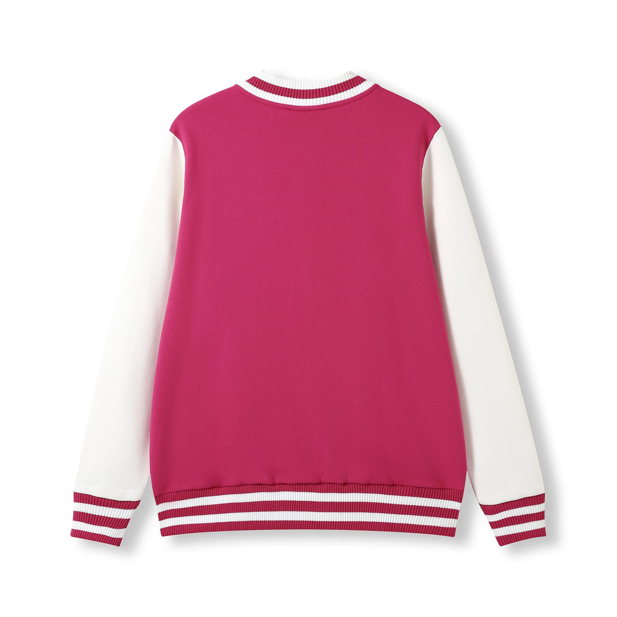Mens Varsity Jacket - Hot Pink/White - Back