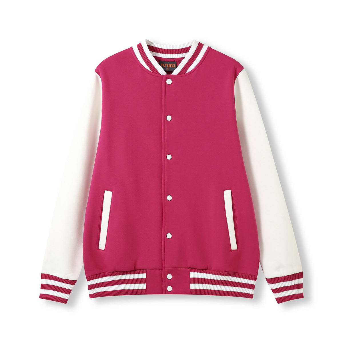 Mens Varsity Jacket - Hot Pink/White