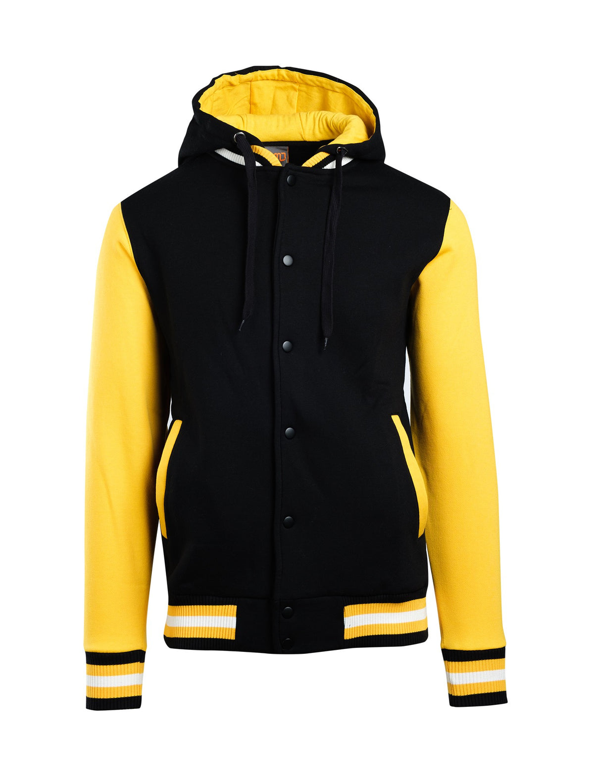 Men's Varsity Jacket & Hood - Black/Gold - Front
