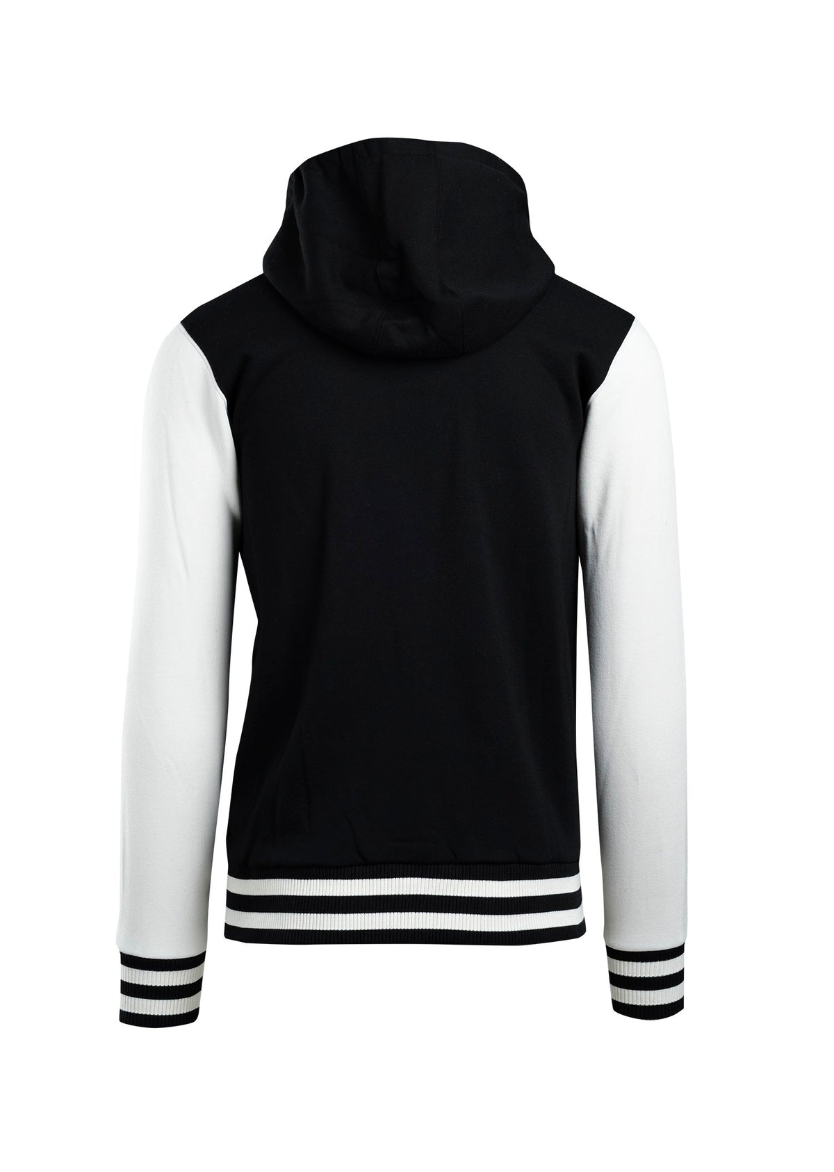 Men's Varsity Jacket & Hood - Black/White - Back