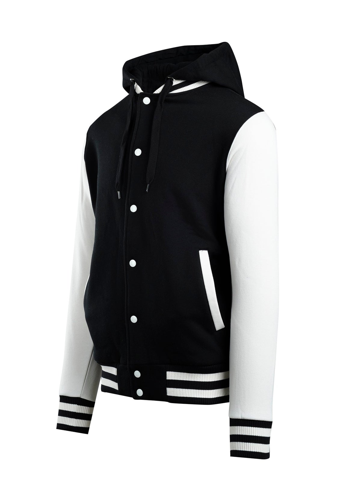 Men's Varsity Jacket & Hood - Black/White - Side