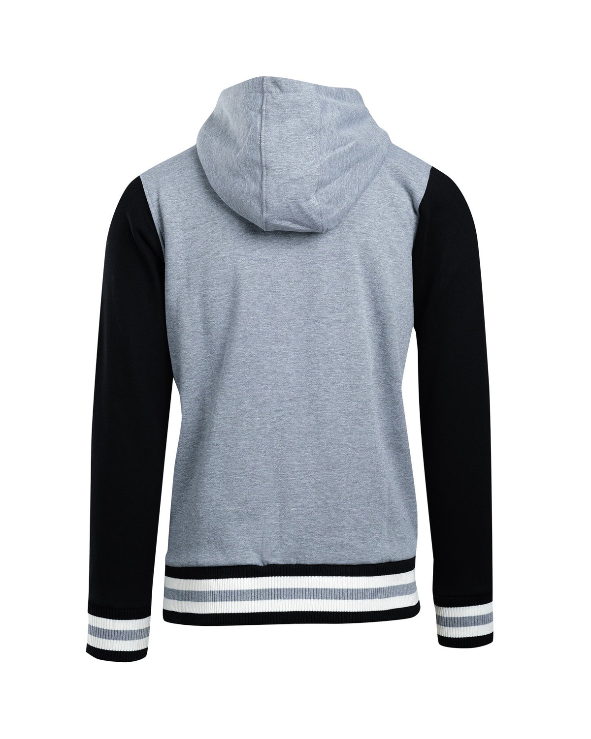 Men's Varsity Jacket & Hood - Grey Marl/Black/White - Back