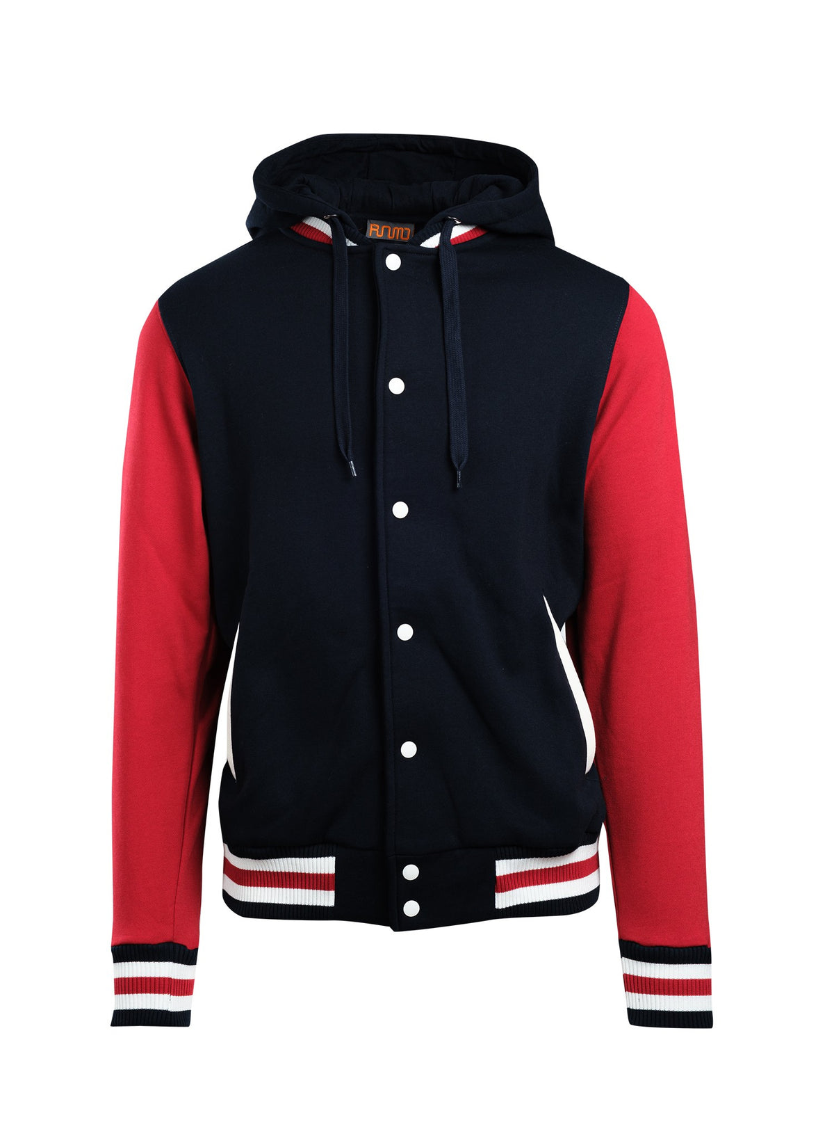 Men's Varsity Jacket & Hood - Navy/Red/White - Front