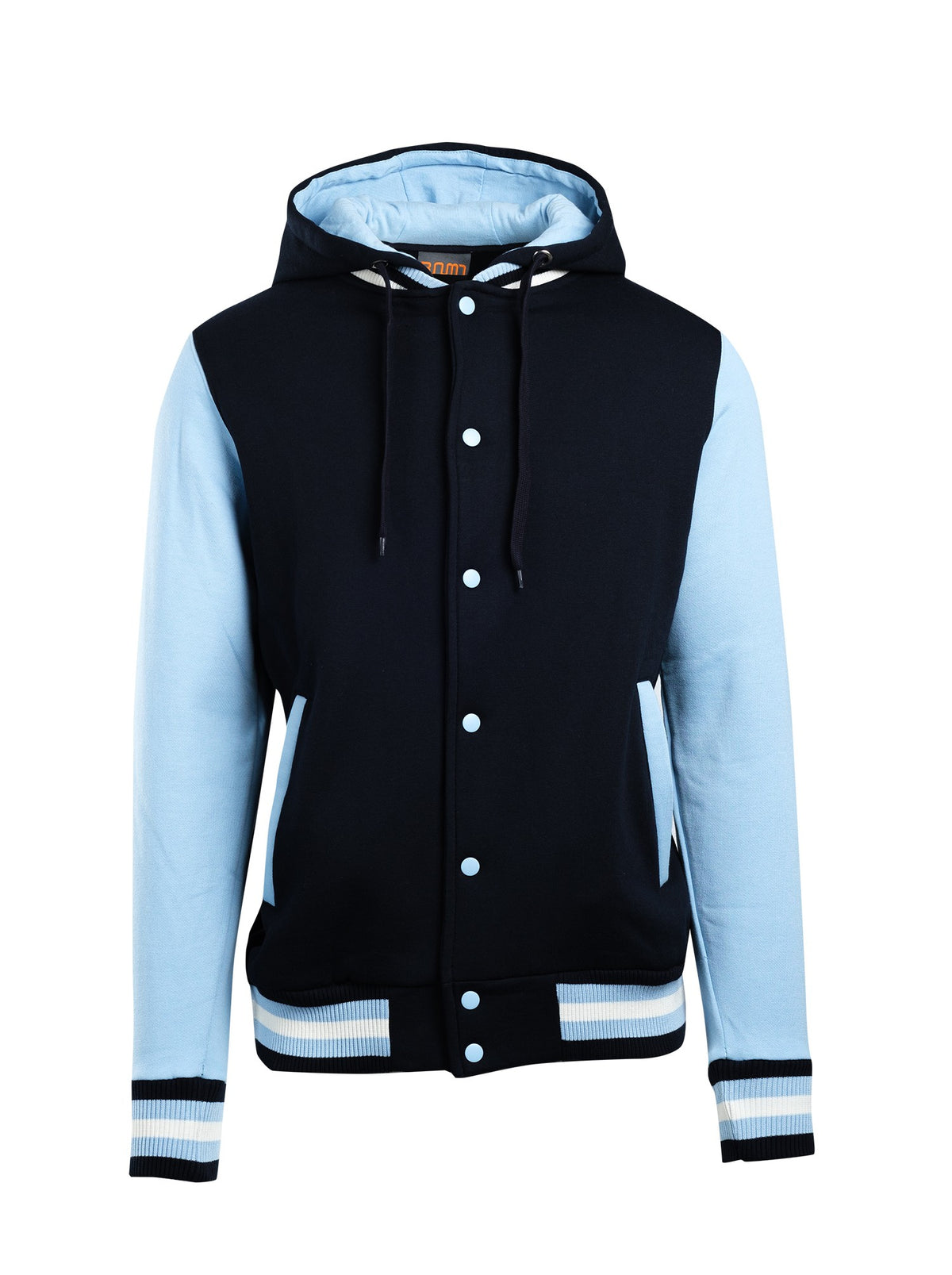Men's Varsity Jacket & Hood - Navy/Sky - Front