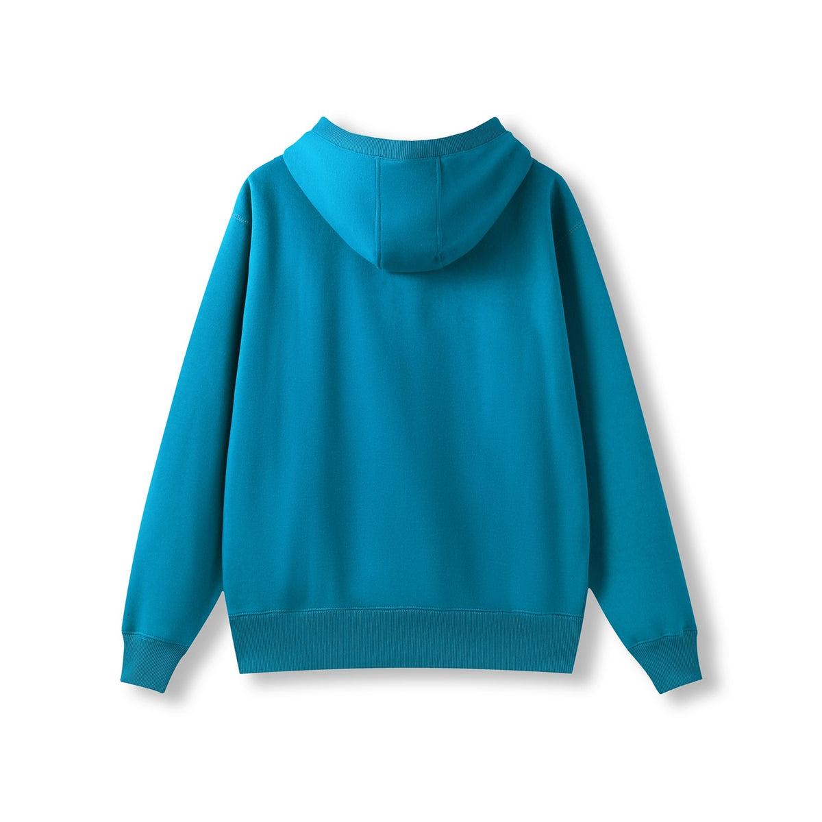 Mens Brushed Heavy Zip Fleece Hoodie - Azure - Back