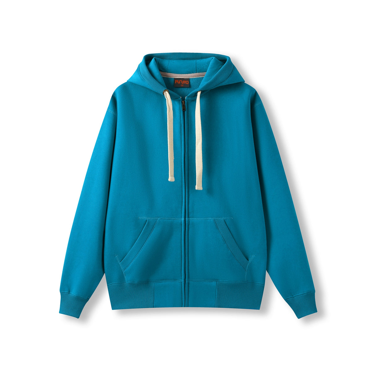 Mens Brushed Heavy Zip Fleece Hoodie - Azure - Front
