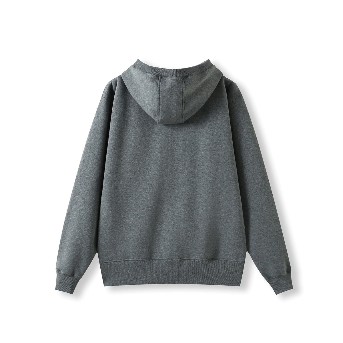 Mens Brushed Heavy Zip Fleece Hoodie - Charcoal Marl - Back