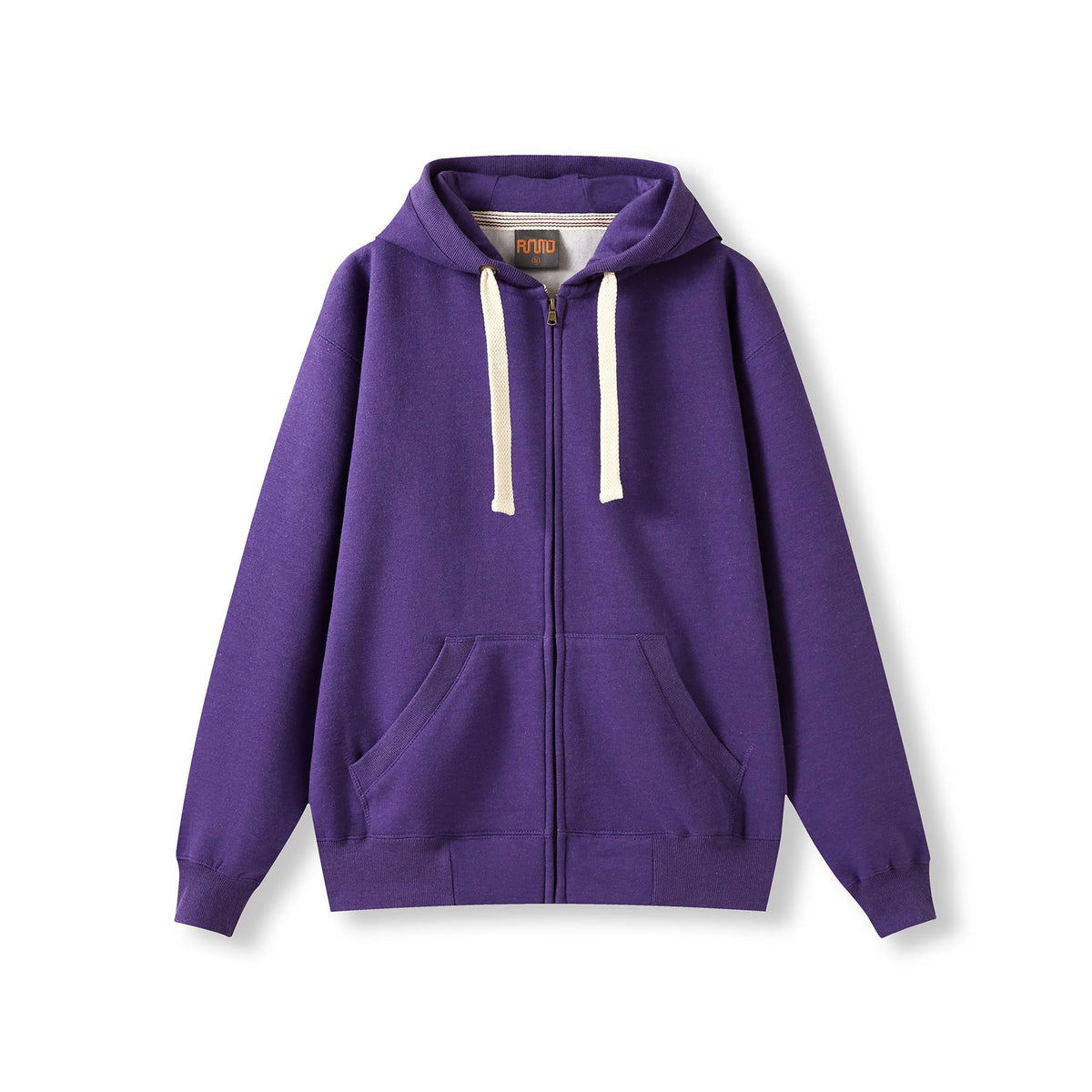 Mens Brushed Heavy Zip Fleece Hoodie - Grape Marl - Front