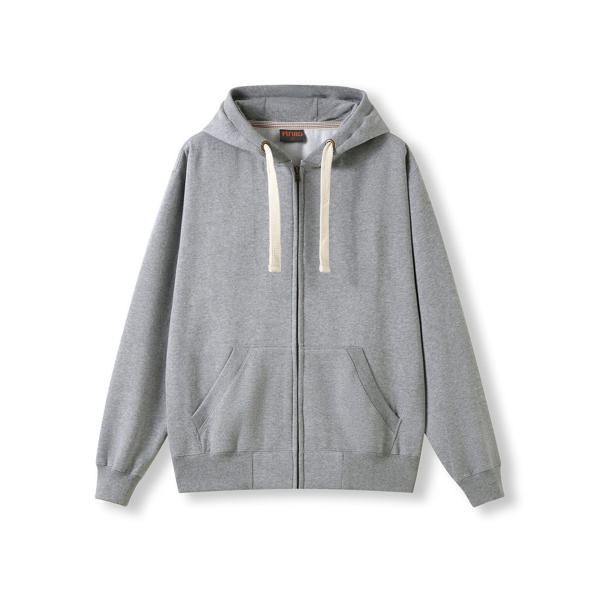 Mens Brushed Heavy Zip Fleece Hoodie - Grey Marl - Front